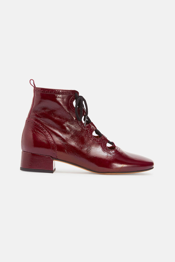 Elur Burgundy Gloss Ankle Boots