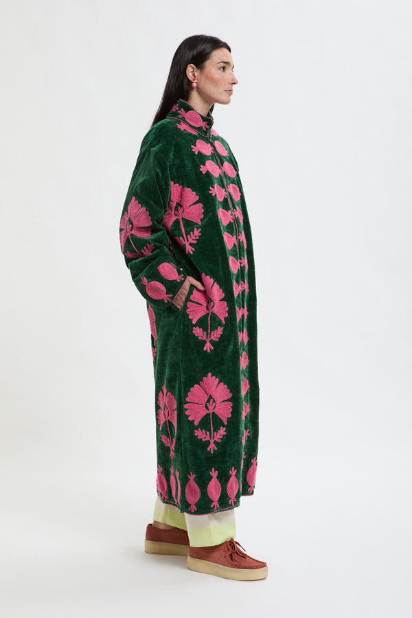 Long velvet embroidery jas