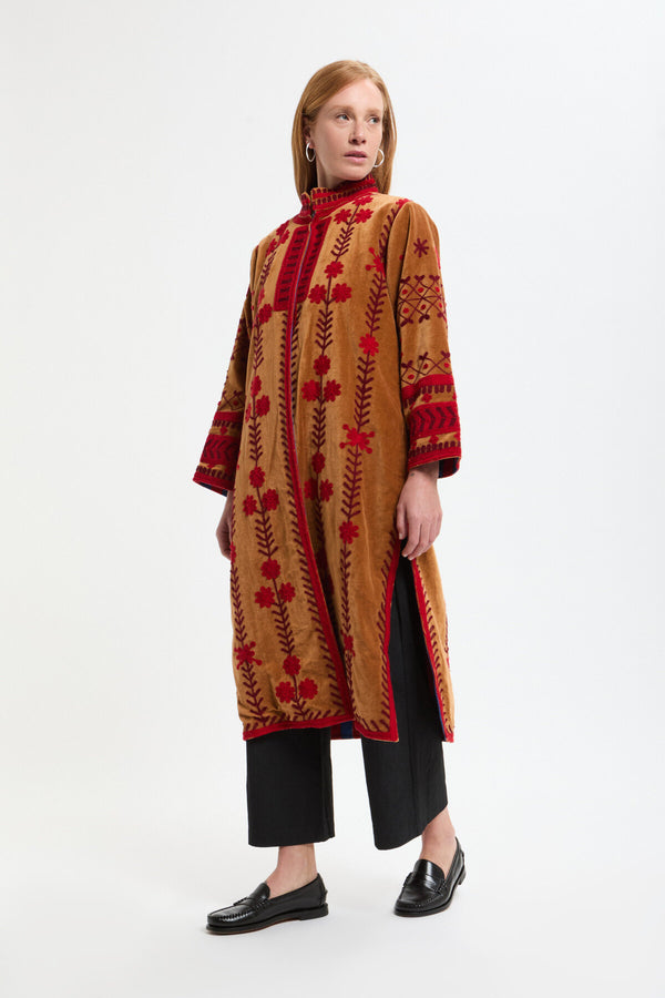 Long Velvet Embroidery Jacket
