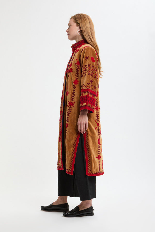 Long Velvet Embroidery Jacket