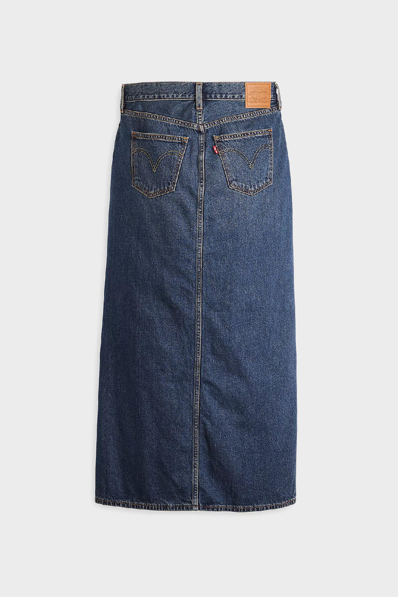 Ankle Column Denim Skirt Wave Hello