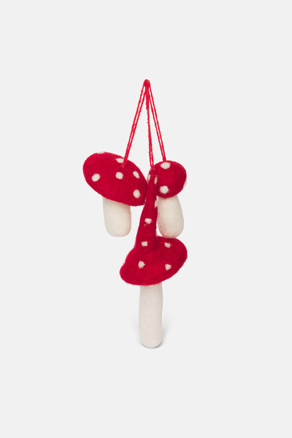Handmade Felt Wild Wonky Toadstools (Set of 3) Hanging Decorations