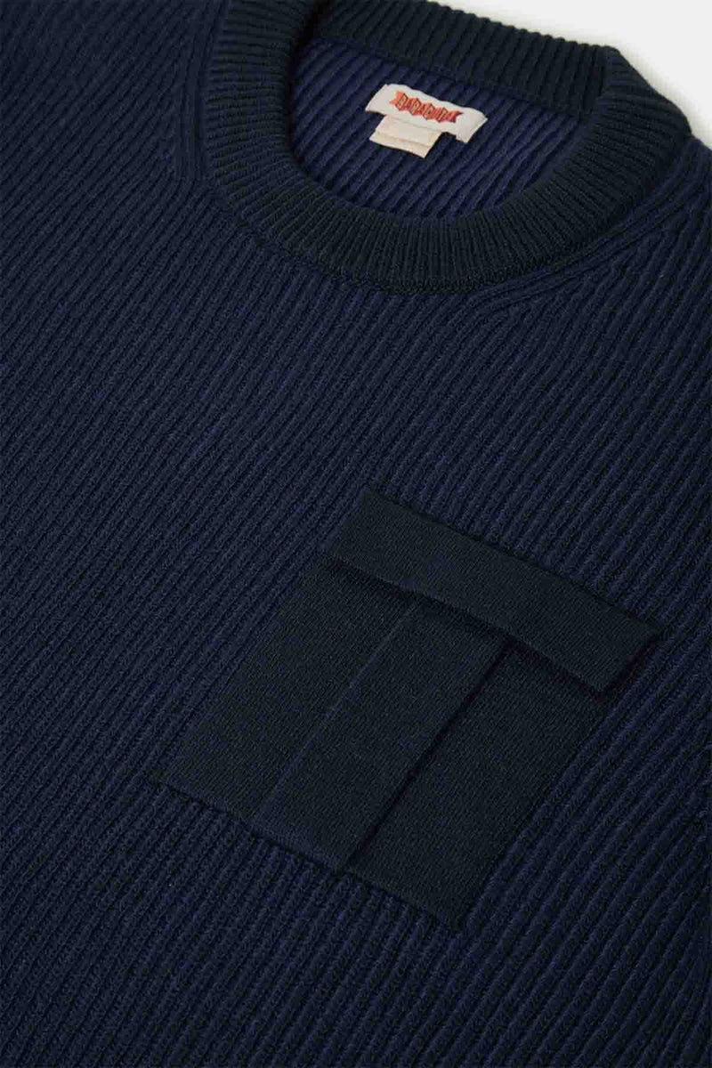 RIB-KNIT CREWNECK POCKET JUMPER