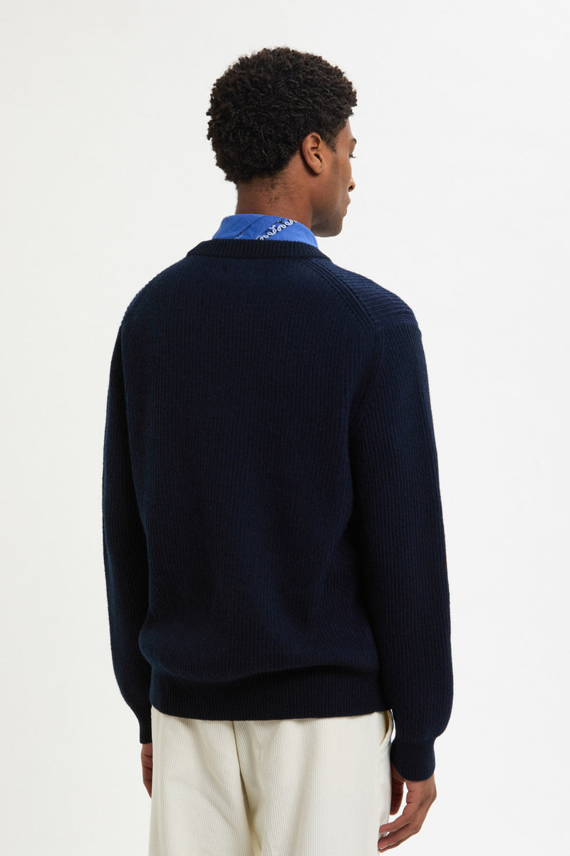 RIB-KNIT CREWNECK POCKET JUMPER