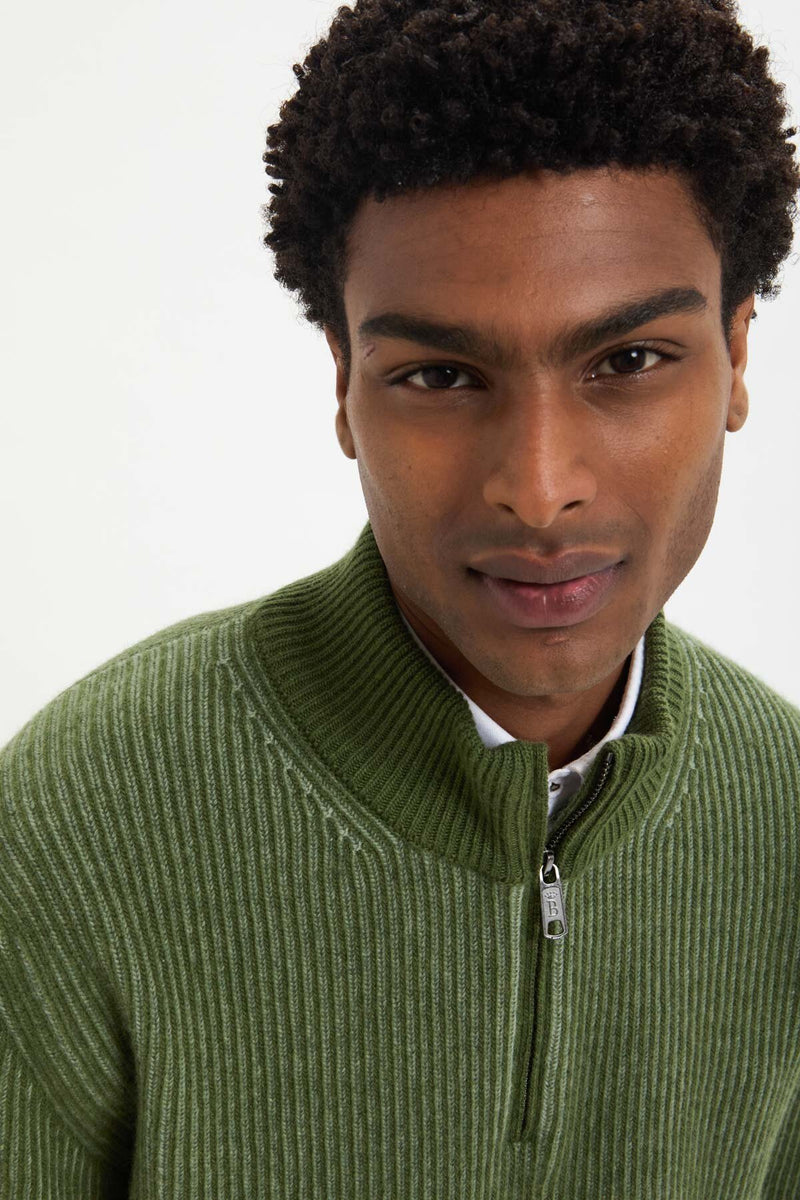 HALF-ZIP MOCK NECK JUMPER