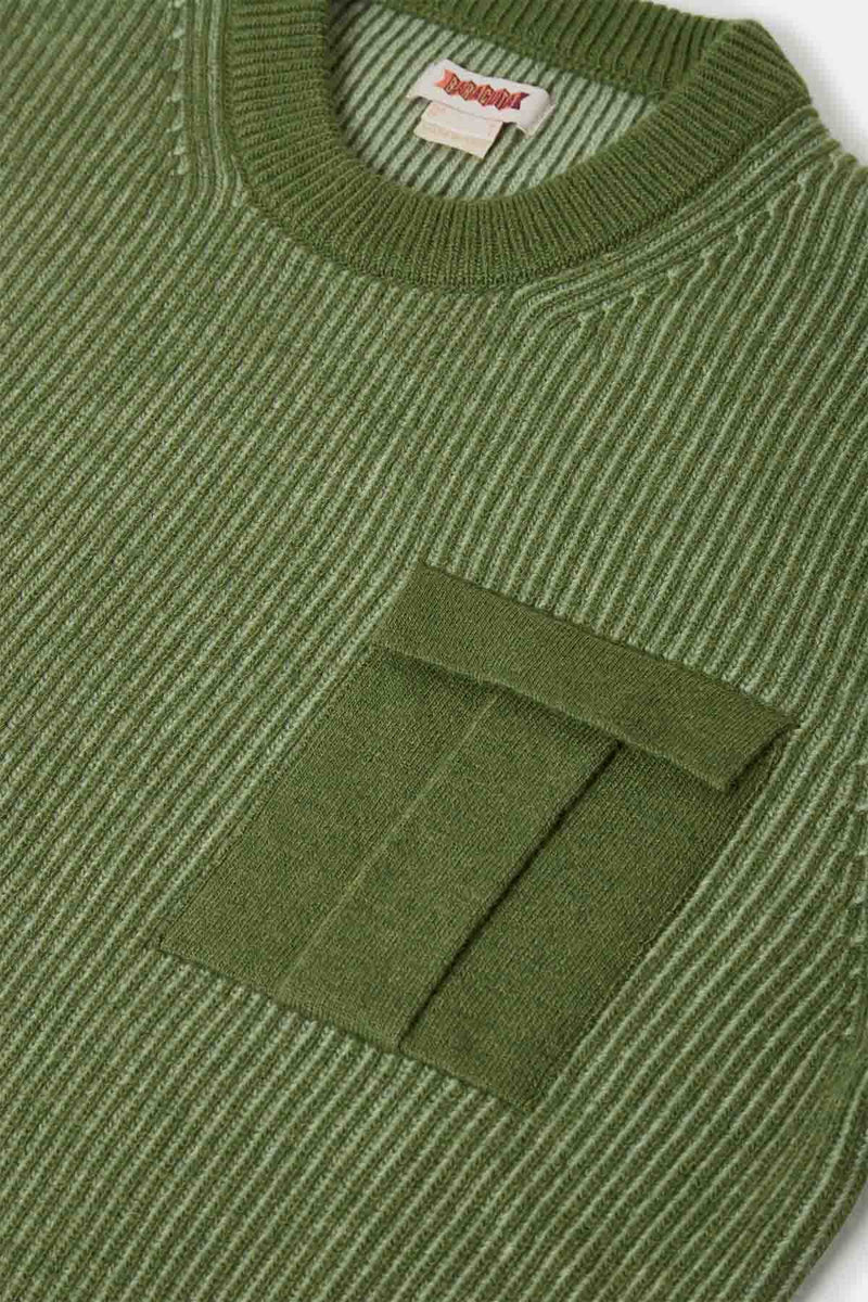 CREWNECK POCKET CONTRAST RIB JUMPER