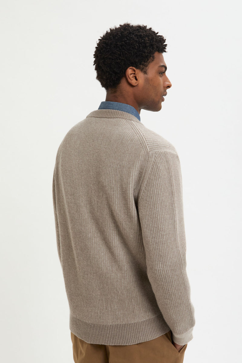 CREWNECK POCKET CONTRAST RIB JUMPER