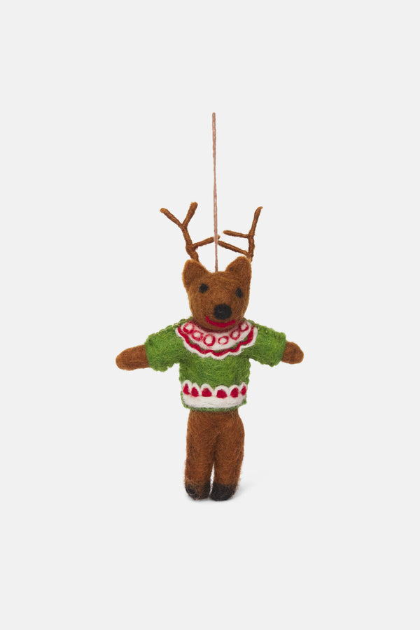 Handmade Felt Retro Reindeer Hanging Christmas Decoration