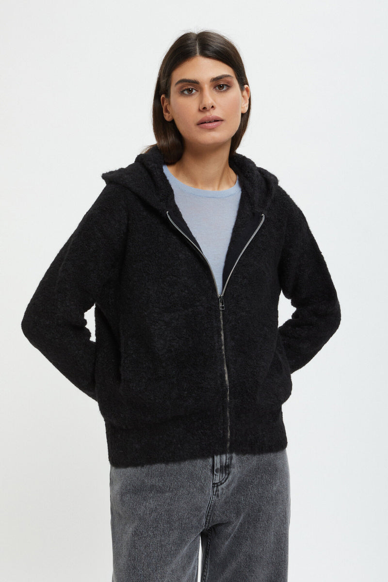 Long-sleeved cardigan with hood