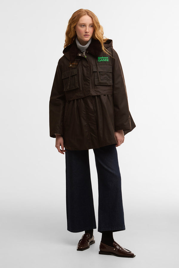 Barbour x GANNI Peplum Waxed Jacket