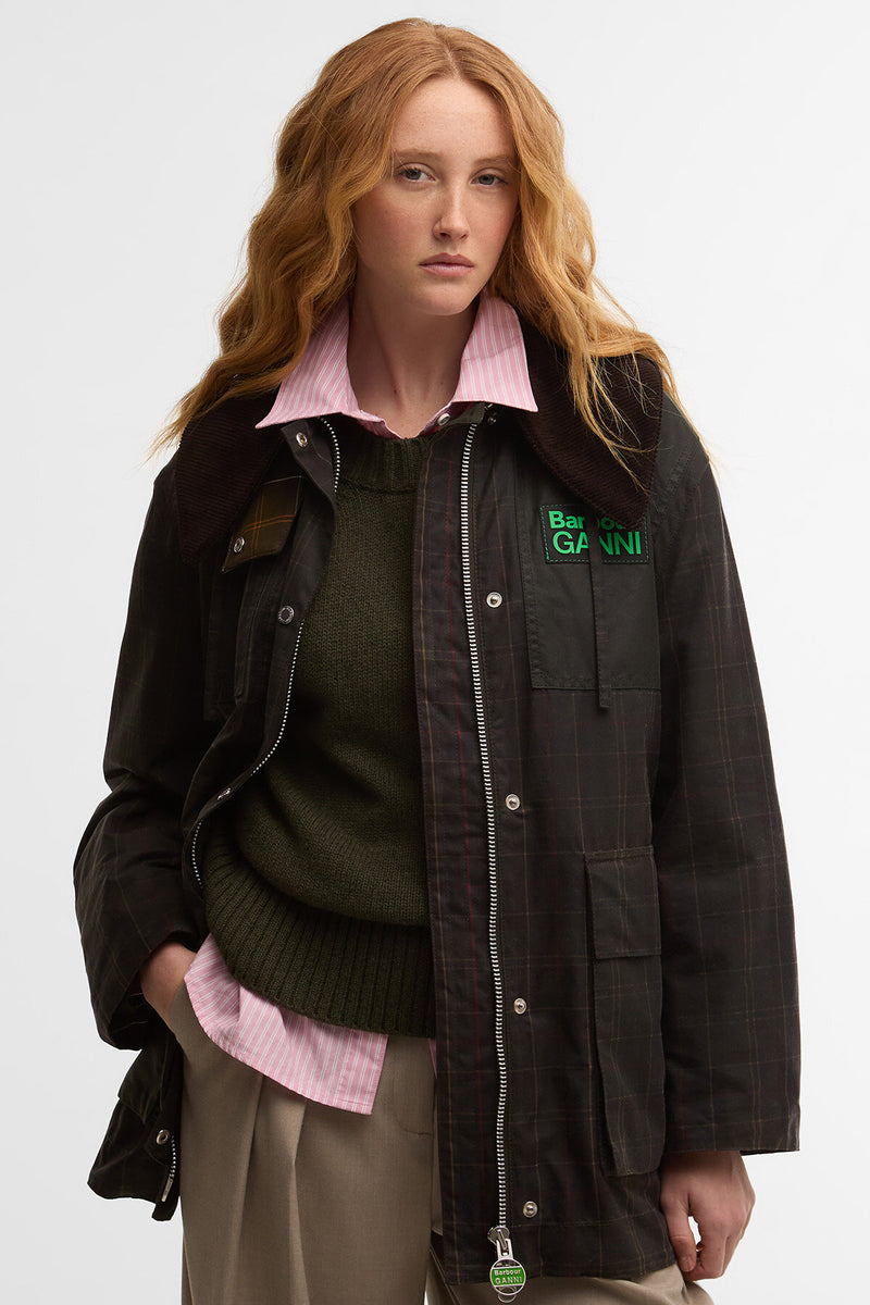 Barbour x GANNI Tartan Waxed Duffle Coat