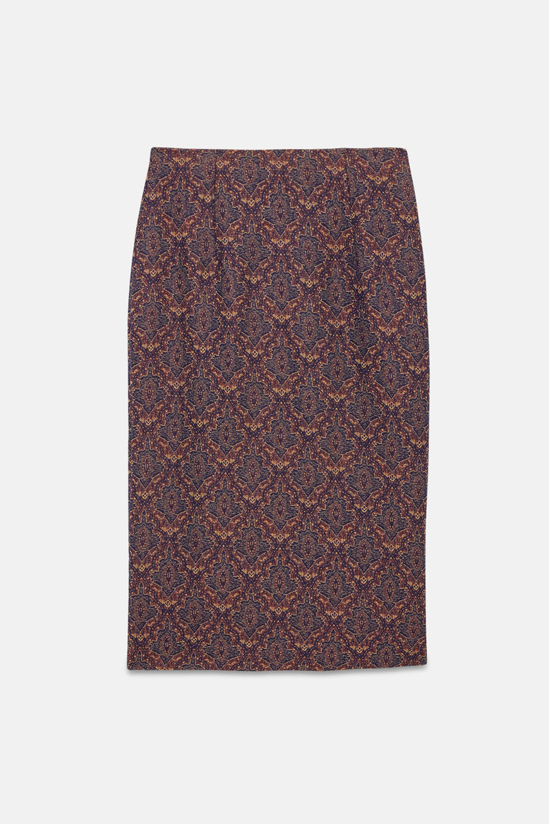 Pencil Skirt Poly India Jacquard