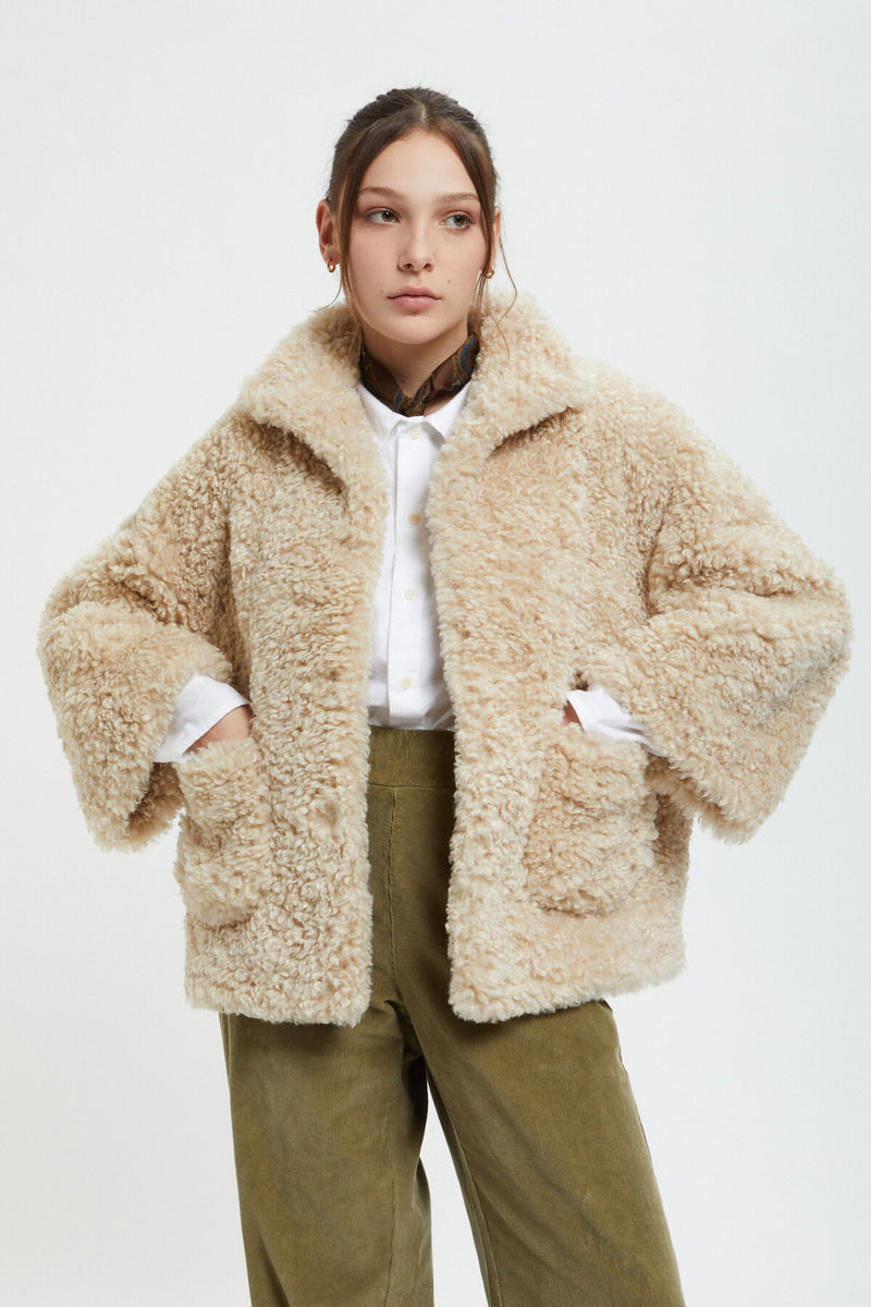 Eco Fur Stand Up Collar Coat