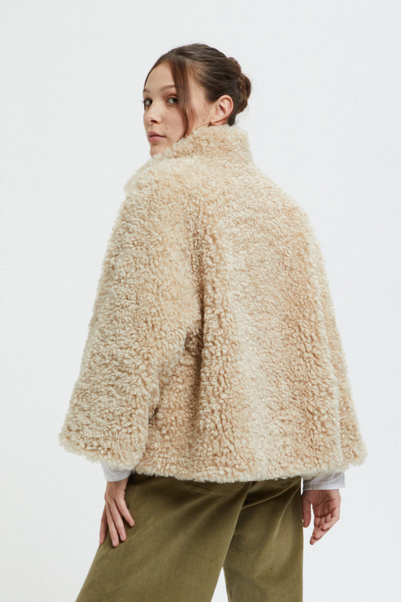 Eco Fur Stand Up Collar Coat