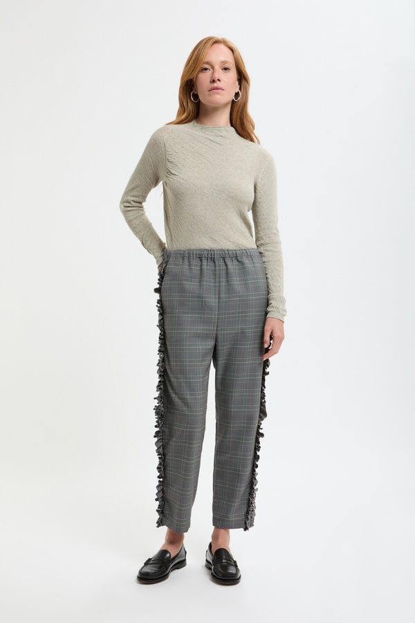 Frill Side Pants - Gabardine