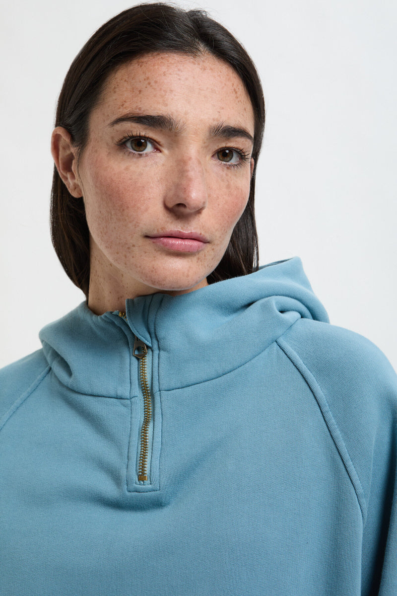 Cropped cotton hoodie
