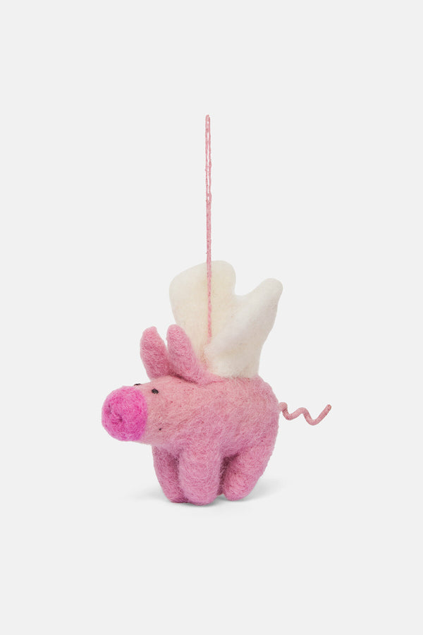 Handmade Felt Flying Pig Biodegradable Hanging Decoration