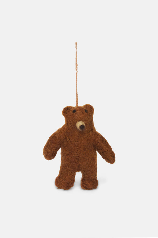 Handmade Felt Grizzly Bear Hanging Felt Decoration