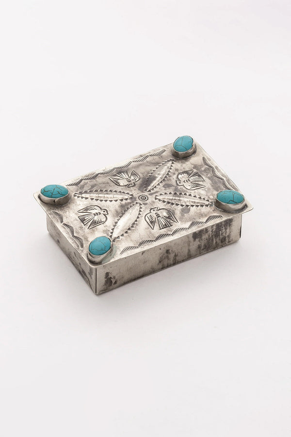 Stamped Repusse Box with Turquoise