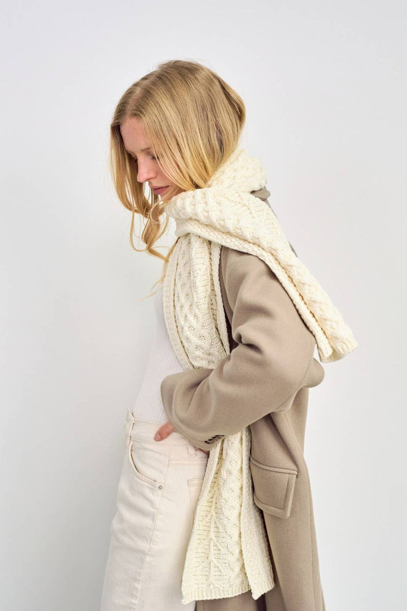 Kilconnell Plaited Aran scarf - Cream