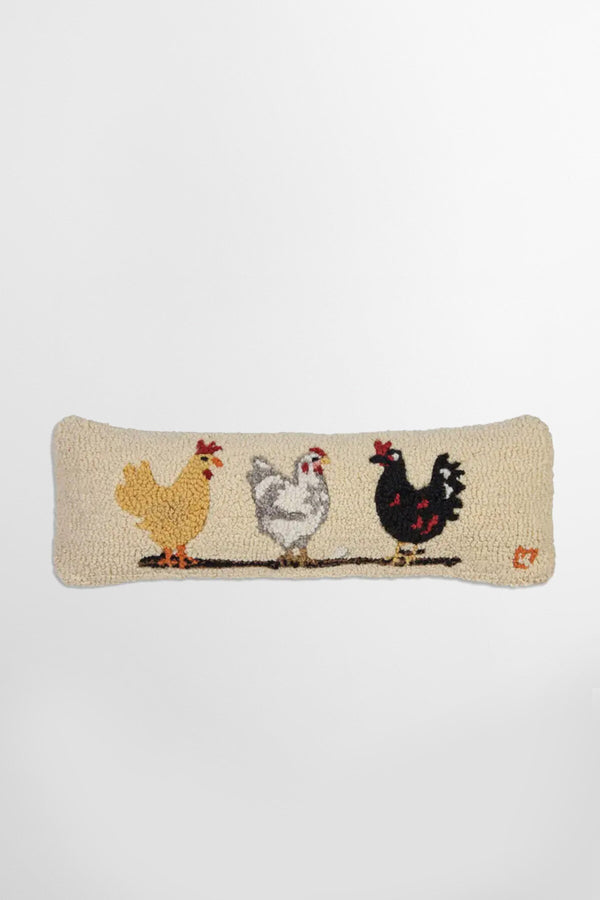Three Hens Hand Hooked Pillow