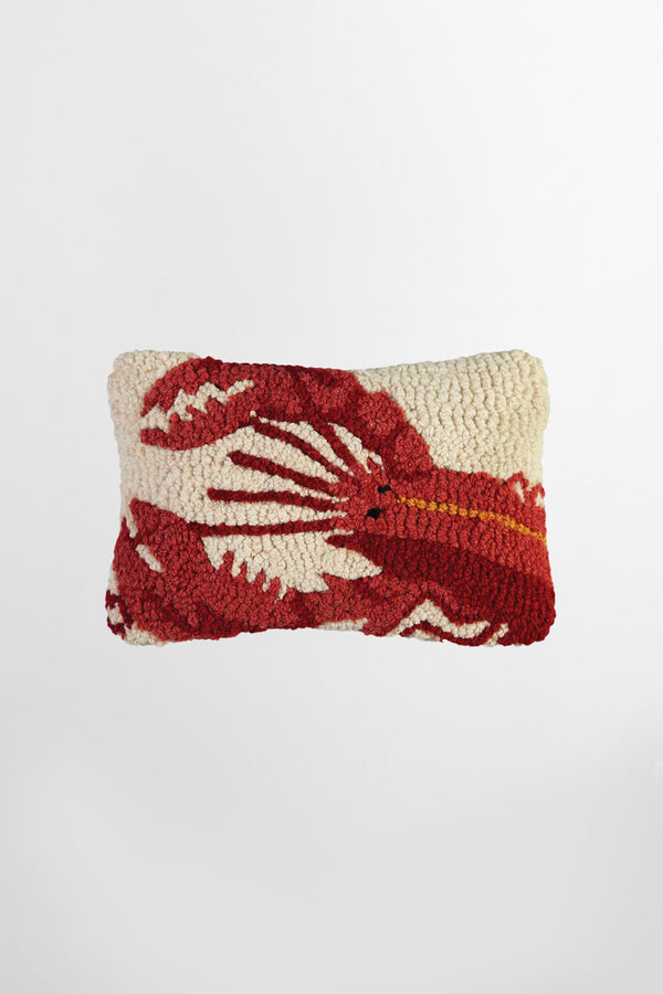 Red Lobster Hand Hooked Wool Throw Pillow