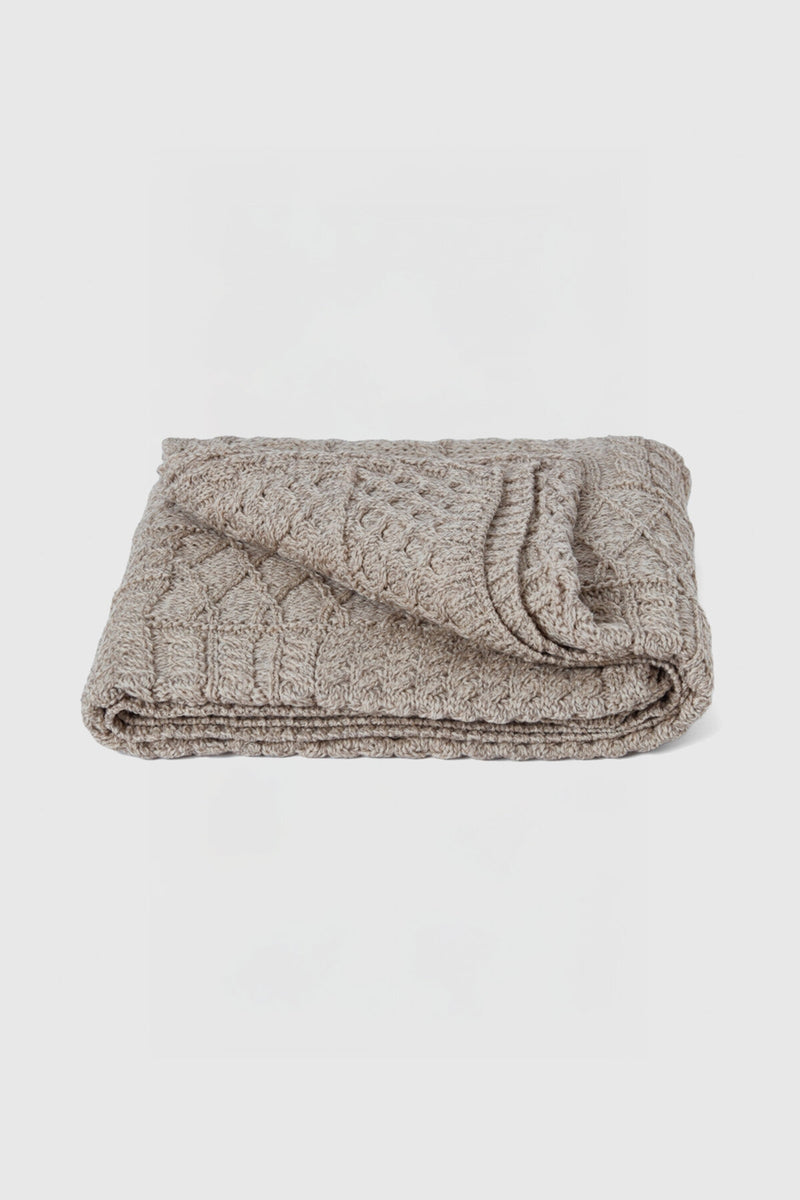Keel Aran Patchwork Blanket - Oat
