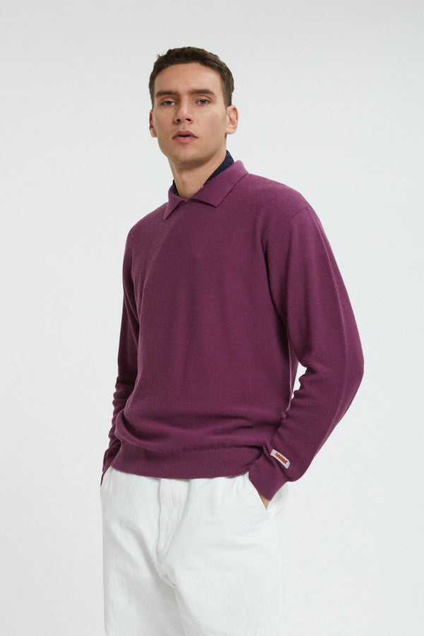 Rice Stitch Long Sleeve Polo