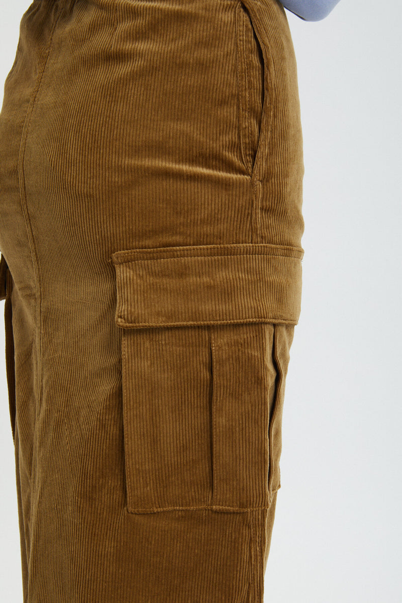 Corduroy Long Cargo Skirt