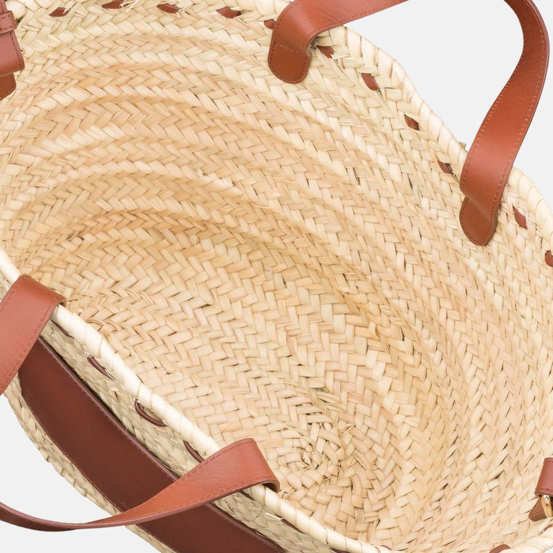 Raffia woven panier bag